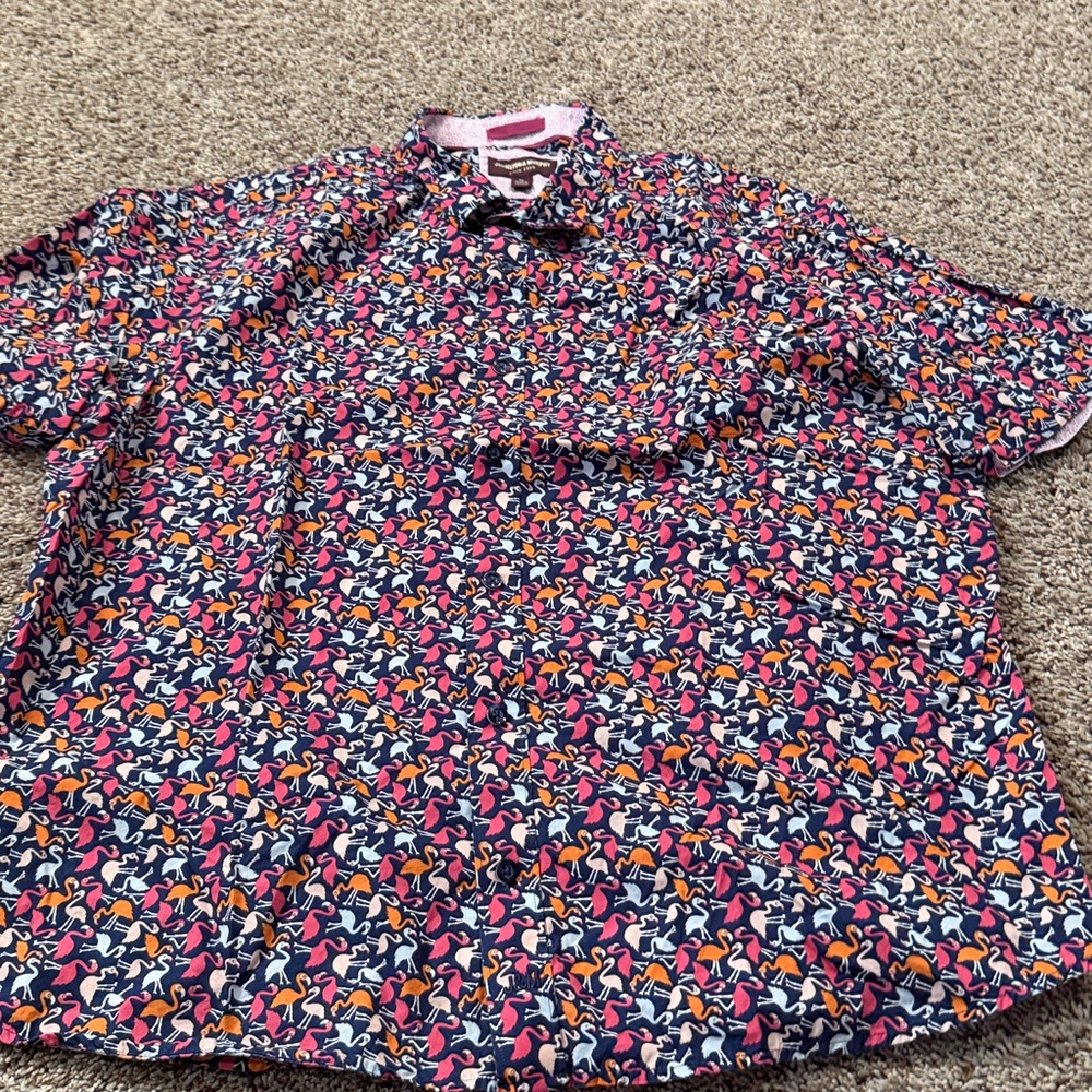 Johnston & Murphy Men's Multicolor Short Sleeve Button Up Shirt XL